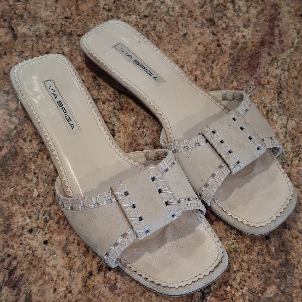 Via Spiga Women's Beige Slide Sandals